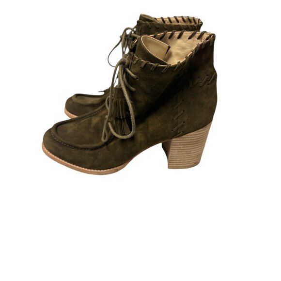 Peasant Stuart Whitman Womens Lace-Up Suede Ankle Boots With Block Heel - Picture 4 of 9